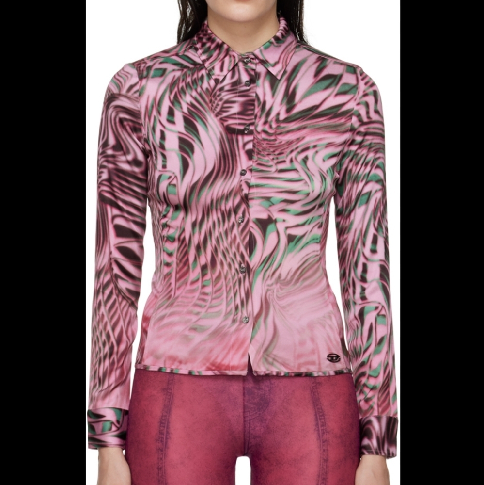 Diesel pink c-mae shirt NWT xxs damaged